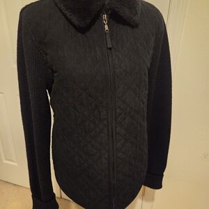 Carol Rose Black Quilted Teddy Jacket
